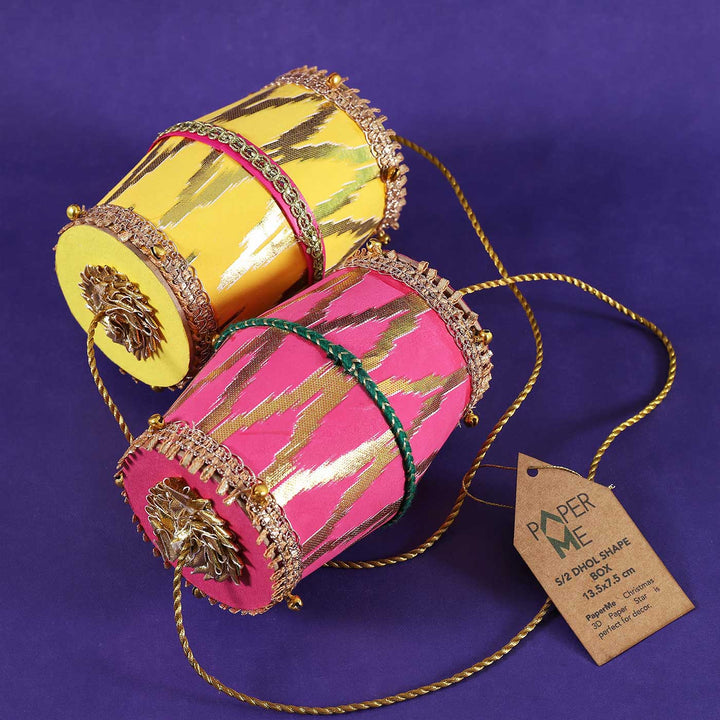Handmade Dhol Shaped Paper Gift Box | Set Of 2