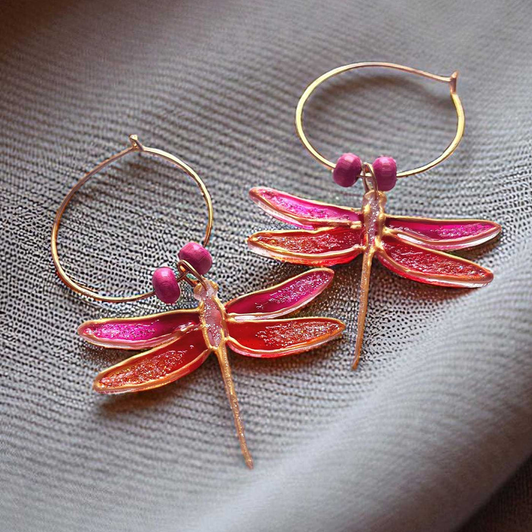 Handmade Laser Cut Dragonfly Hoop Acrylic Earrings
