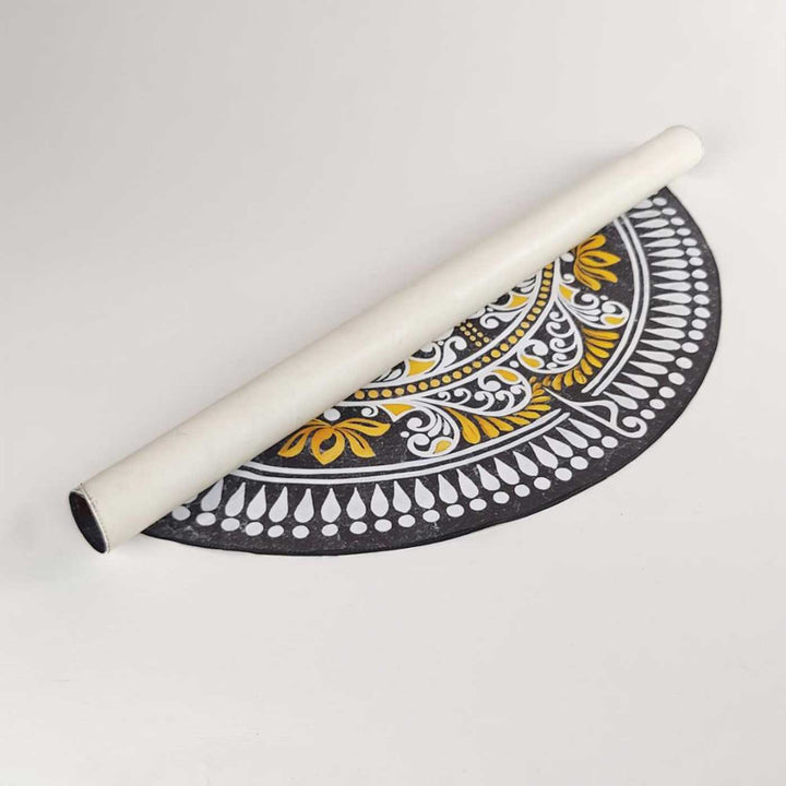 24 x 24 Inch | Hand-Painted Iraya Circle Canvas Reusable Rangoli Mat