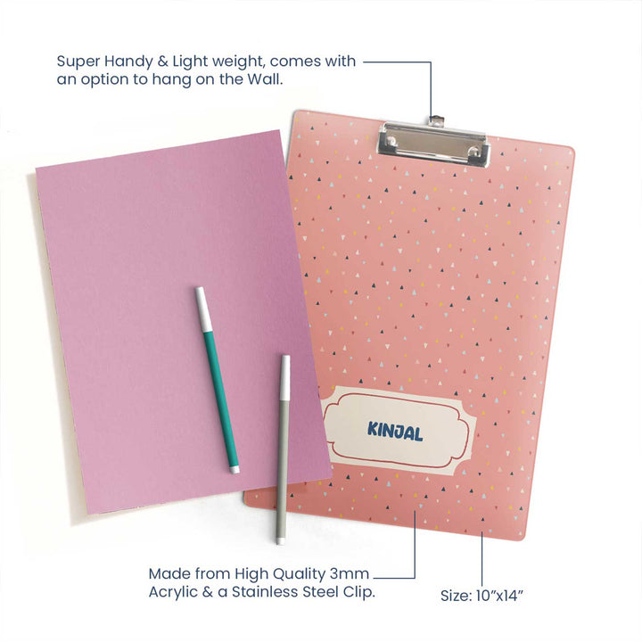 Personalized Triangle Tango Theme Acrylic Clipboard