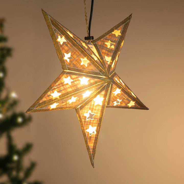 Foldable Handmade Bamboo Joy Natural Christmas Star