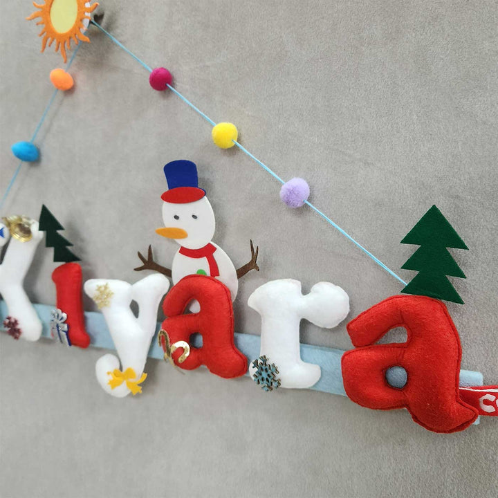 Personalized Santa Claus Theme Felt Kids Name Plate