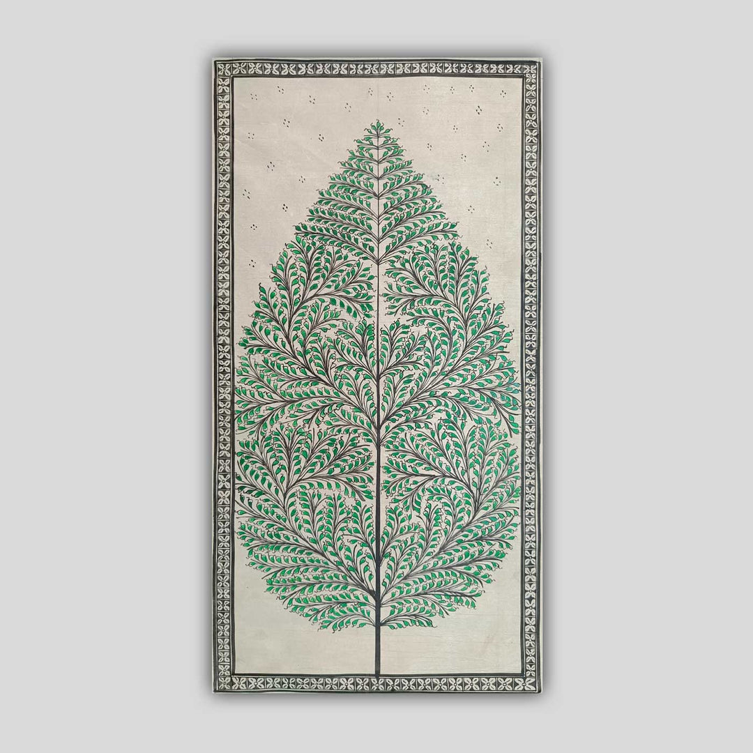 11 X 19 Inch | Handmade Tussar Silk Tree Of Life Painting