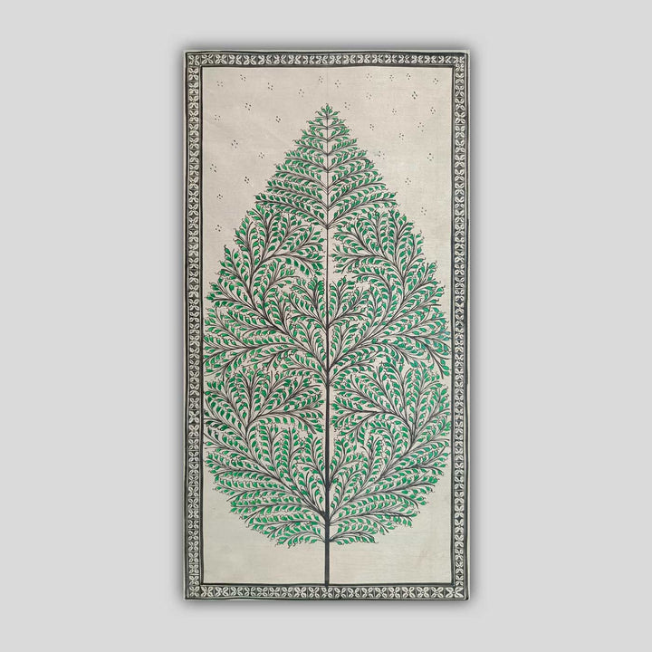 11 X 19 Inch | Handmade Tussar Silk Tree Of Life Painting