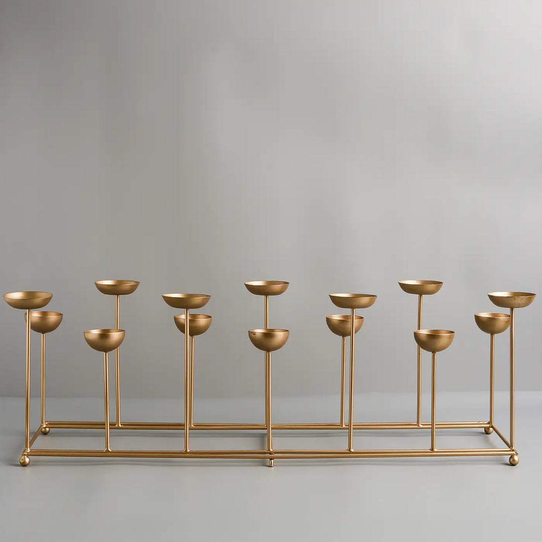 24 Inch | Decorative Large 2 Row Metal Tealight Holder
