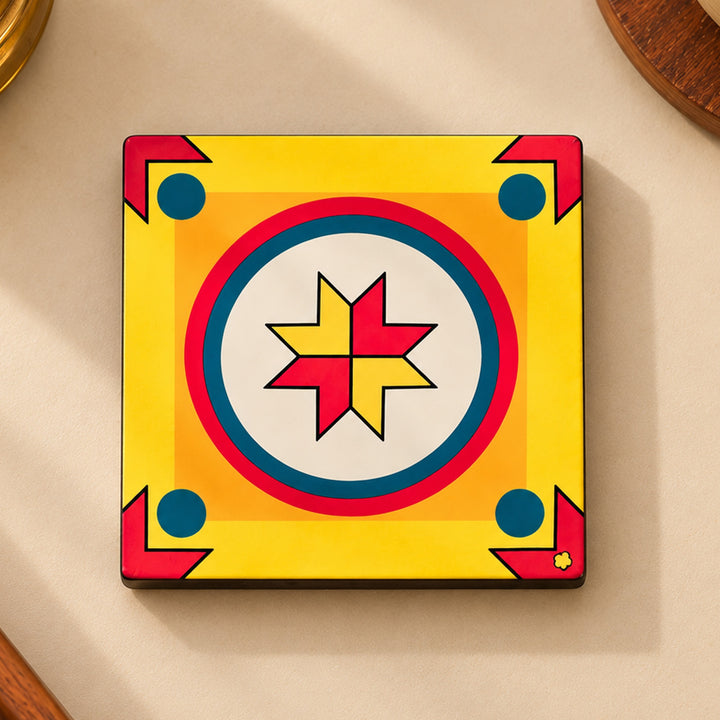Set Of 6 | Hand-Painted Aathangudi Tiles Square Coaster Set For Festive Gifting