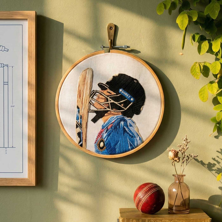 6 Inch | Hand Embroidered Cloth Cricketer Portrait