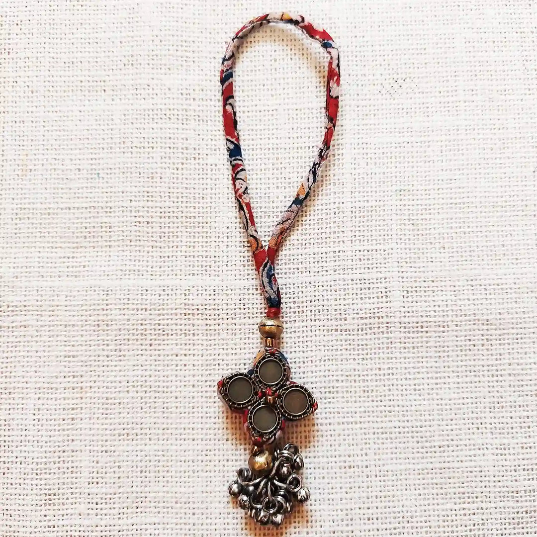 Handmade Dori Work Kalamkari Cotton Lumba Rakhi for Bhabhi With Roli Chawal