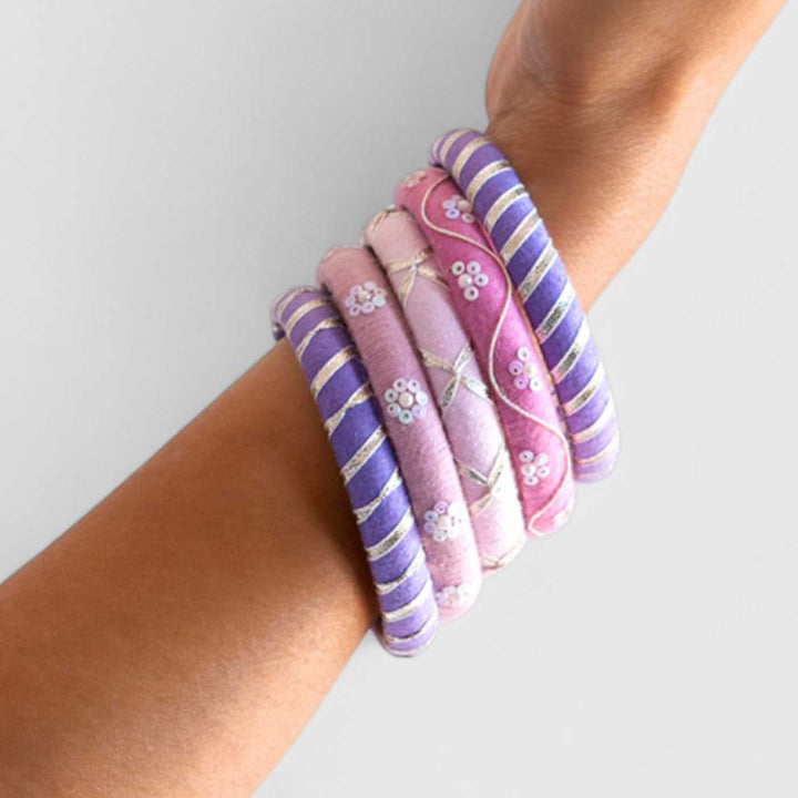 Pastel Handcrafted Elegant Gotta Patti Bangles | Set of 5