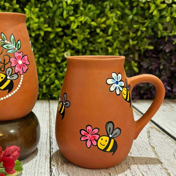 Hand-Painted "Bee Happy" Terracotta Mug