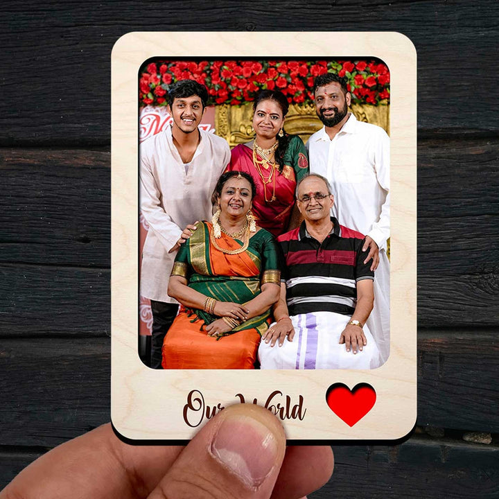 Photo Personalized Printed "Our World" Wooden Fridge Magnet