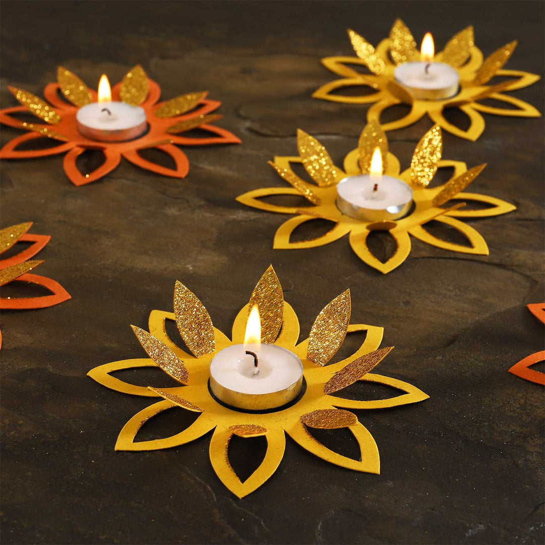 Handmade Pankhuri Rangoli Design Paper Tealight Holder