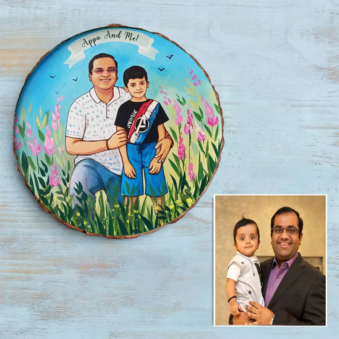 Photo Caricature Bark Nameplate with Stand