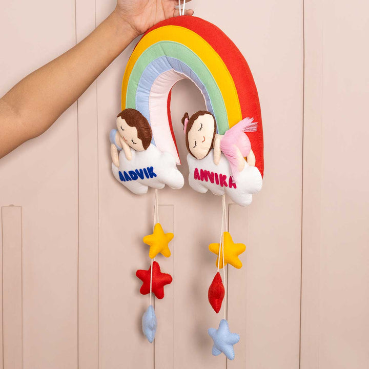 Personalized Handmade Rainbow Cloud Theme Felt Name Plate