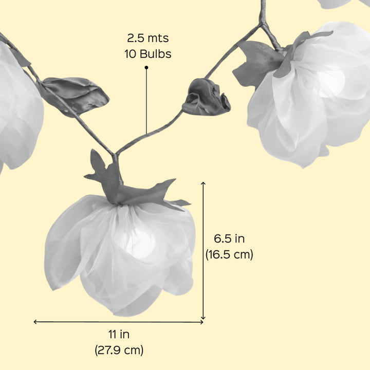 2.5m, 10 Bulbs | Handcrafted Pink Tissue Flower String Lights With Bulbs