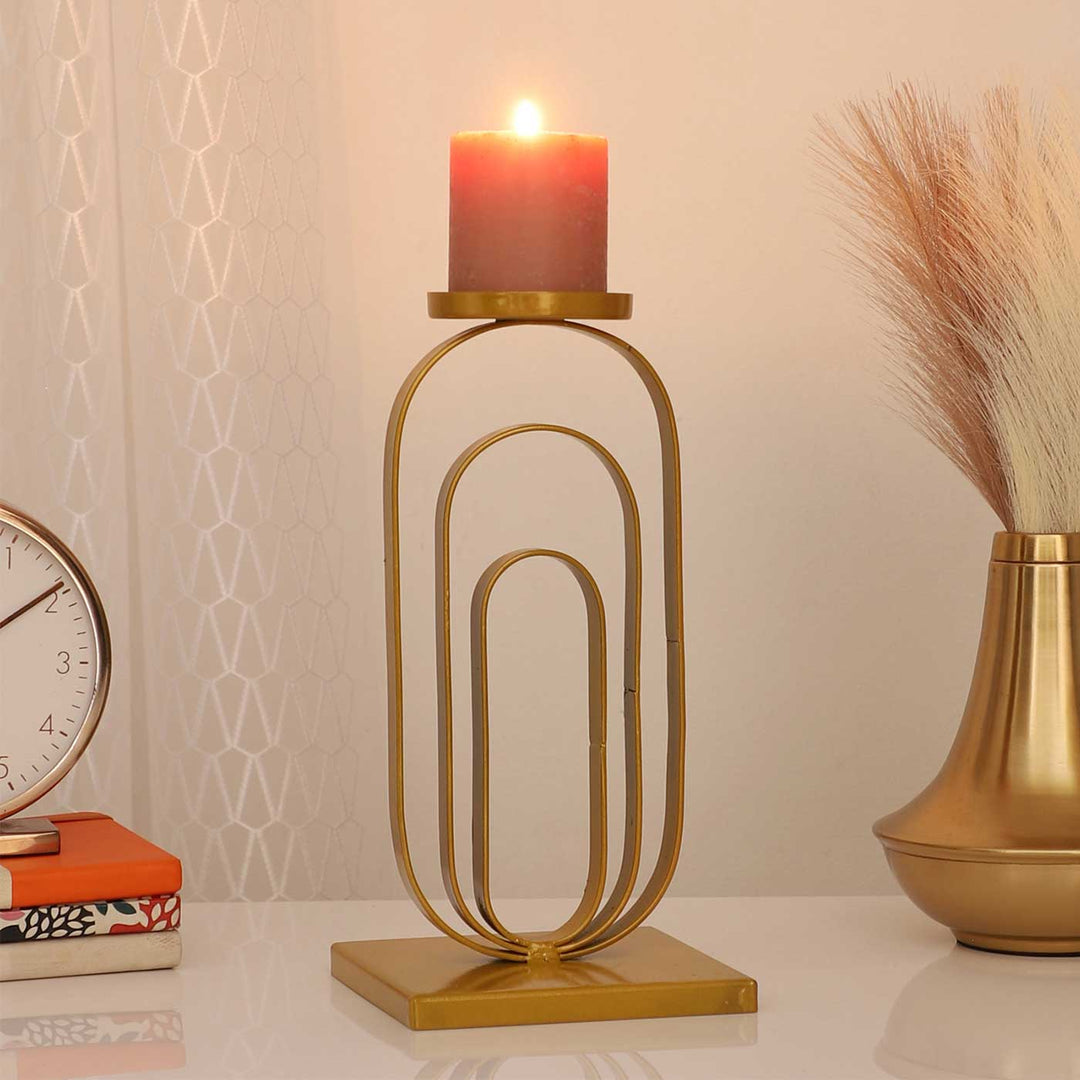 Handmade Striped Wired Oval Metal Tealight Holder For Festive Decor