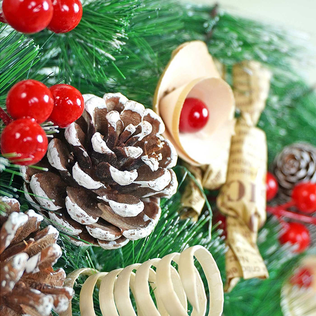 Vintage Chocolates With Pinecones & Mushroom Buds Wreath For Christmas Wall Decoration
