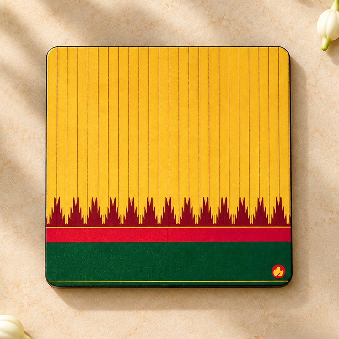 Set Of 6 | Traditional Silk-Inspired Kanchipuram Weaves Coaster Set