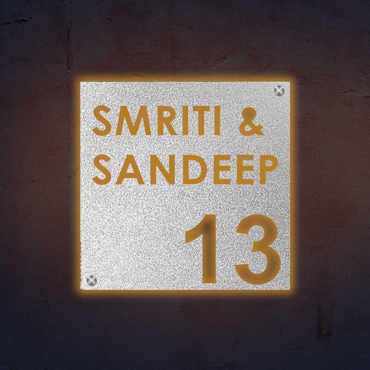 Personalized Laser Cut Square Shaped Steel Name Plate