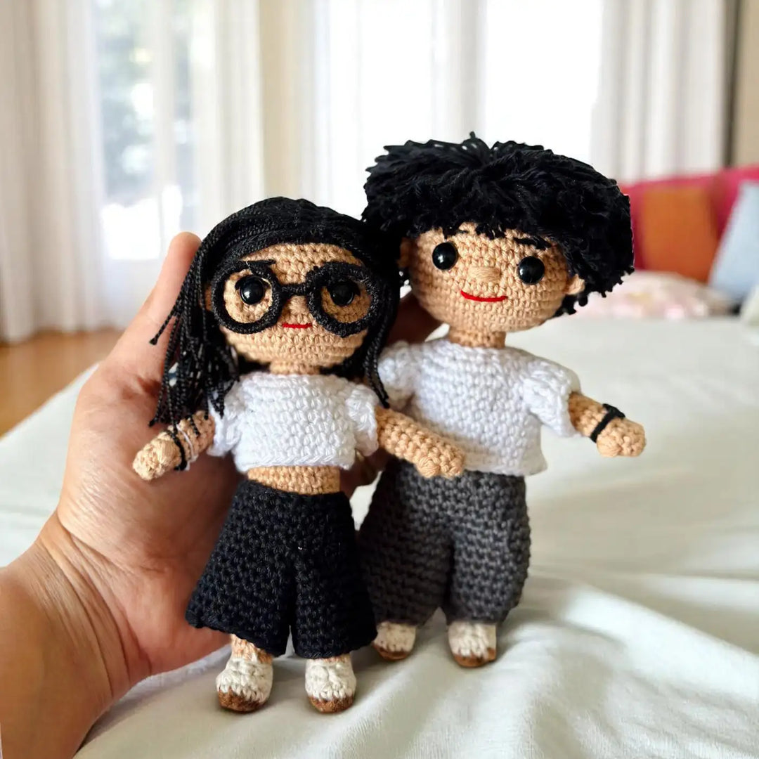 Photo Personalized Handmade Crochet Cotton Replica Doll | Set Of 2