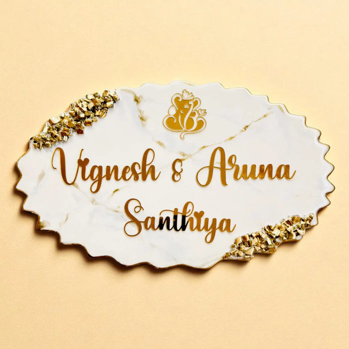 Personalized White Oval Resin Name Plate