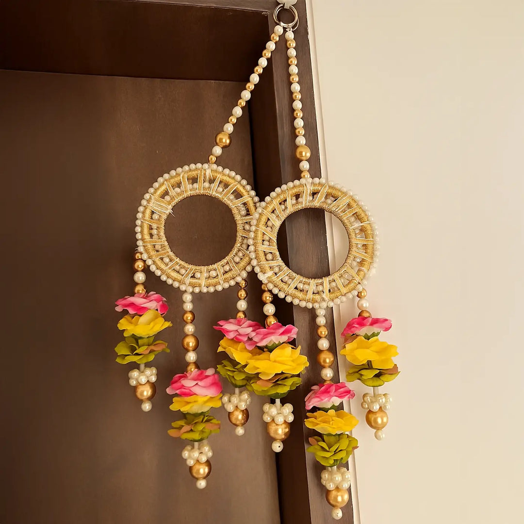 Handmade Beaded Multicolor Rose & Moti Hanging