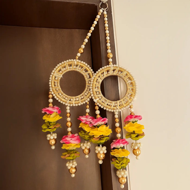 Handmade Beaded Multicolor Rose & Moti Hanging