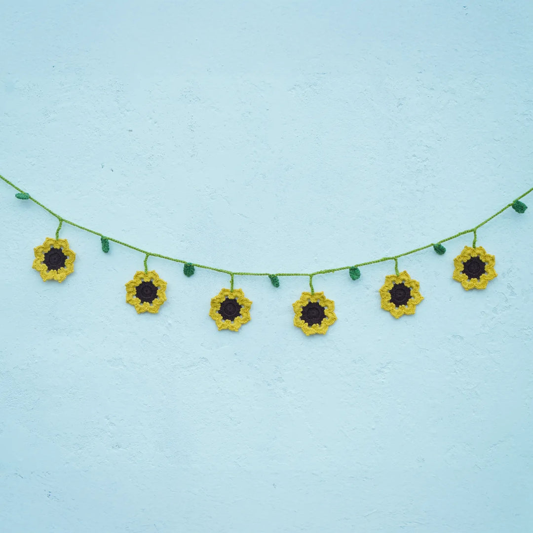 42 Inch | Handmade Crochet Sunflower Bunting