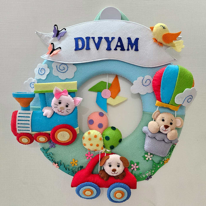 Personalized Animals Theme Felt Kids Name Plate