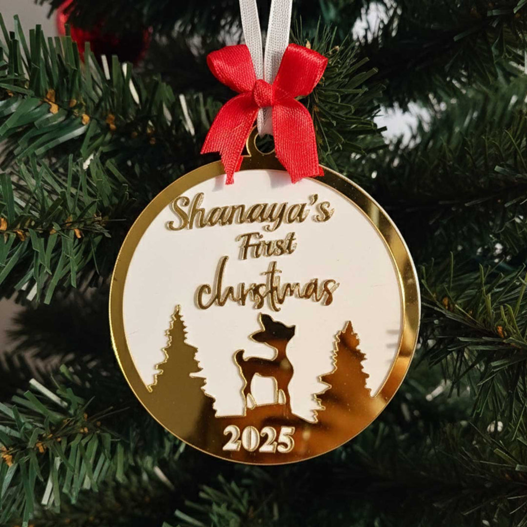 Personalized Acrylic Golden First Christmas Ornament