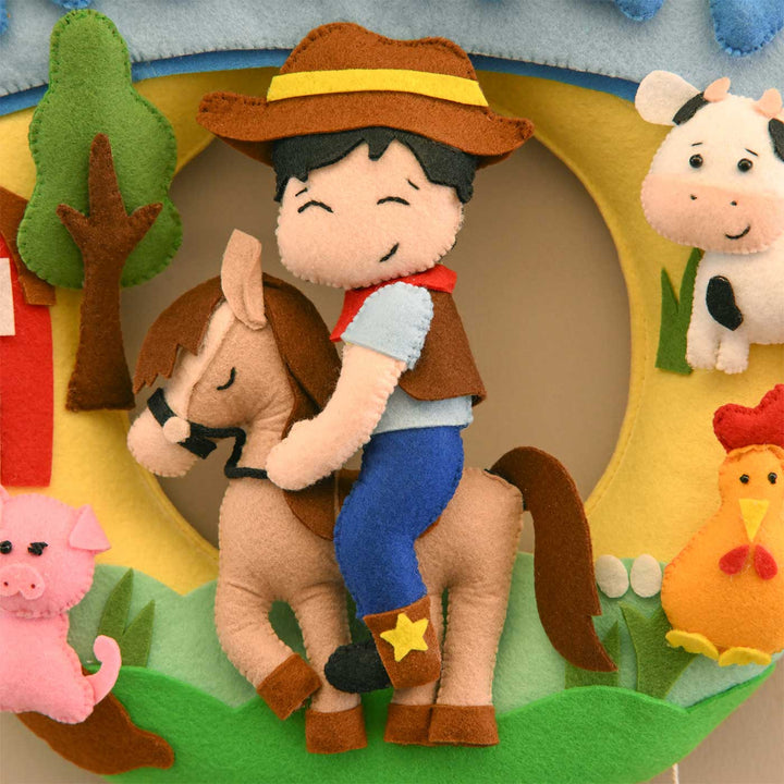 Personalized Farm Adventure Theme Round Felt Kid's Nameplate