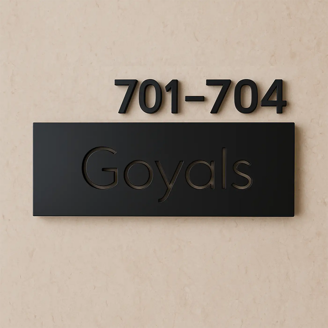 Personalized Black Minimal Metal Name Plate