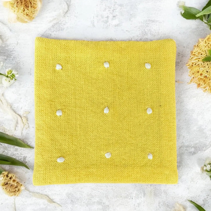 Hand Embroidered Minimalist Cotton Coaster | Set Of 2
