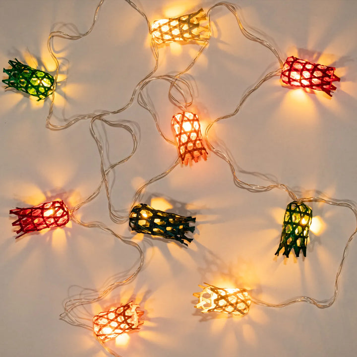 3m, 10 Bulbs | Multicoloured Bell Eco-Friendly Handmade Woven Bamboo LED Fairy Light