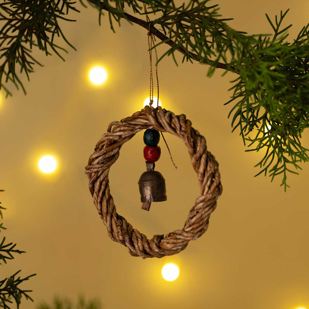 Handmade Rustic Banana Bell Wreath Hanging Christmas Ornaments