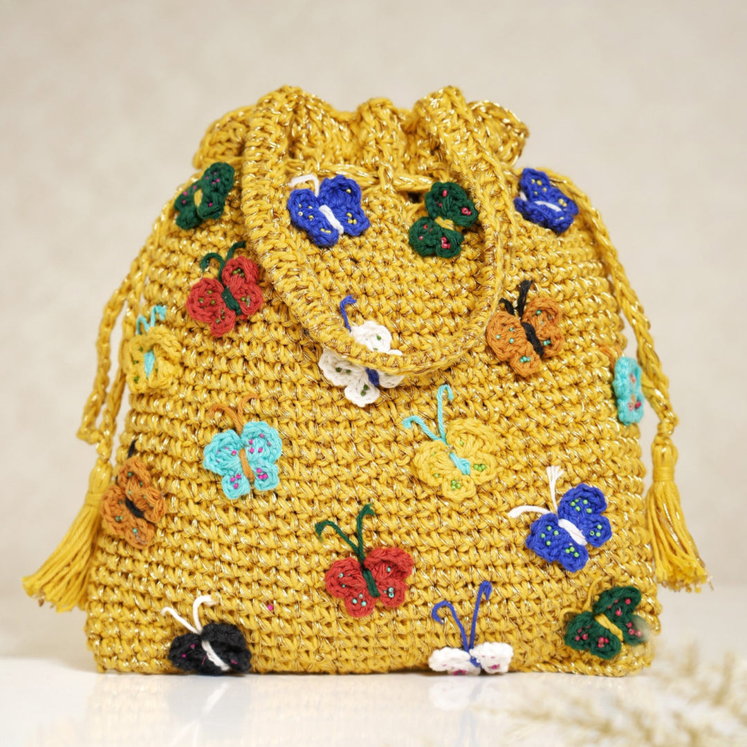 Handmade Crochet Butterfly Ballet Potli