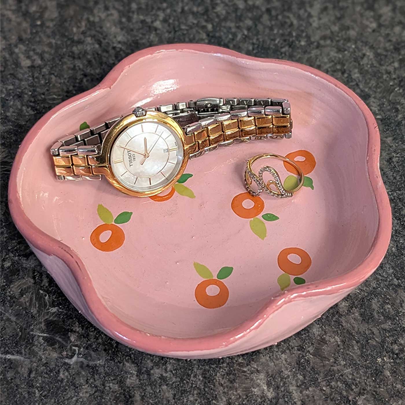 Vintage Ceramic Hand trinket tray 小物入れ Buy Hand-Painted Orange Theme Terracotta Trinket Tray Online On Zwende