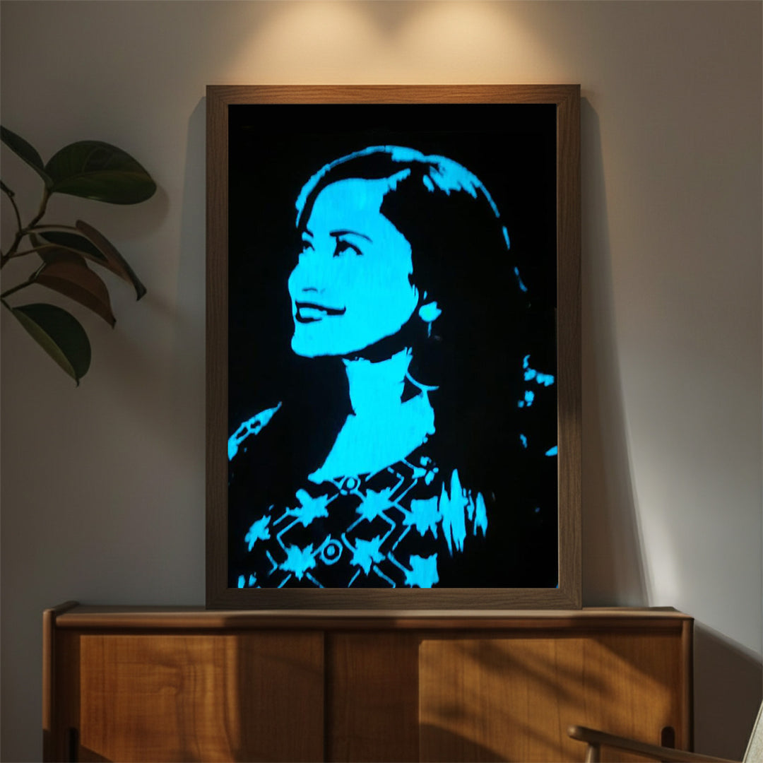 Photo Personalized Glow in the Dark Hand Illustrated Portrait With Premium Wooden Frame