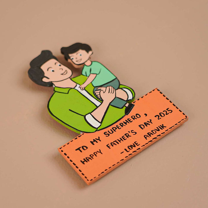Personalized Caricature Cutout MDF Wood Fridge Magnet For Fathers