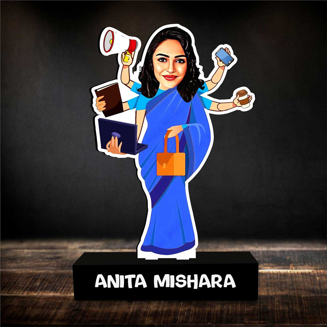 Photo Personalized Multitasker Theme MDF Wood Caricature Cutout For Mothers