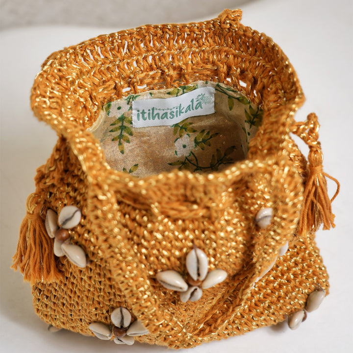 Handmade Crochet Shell Bloom Potli