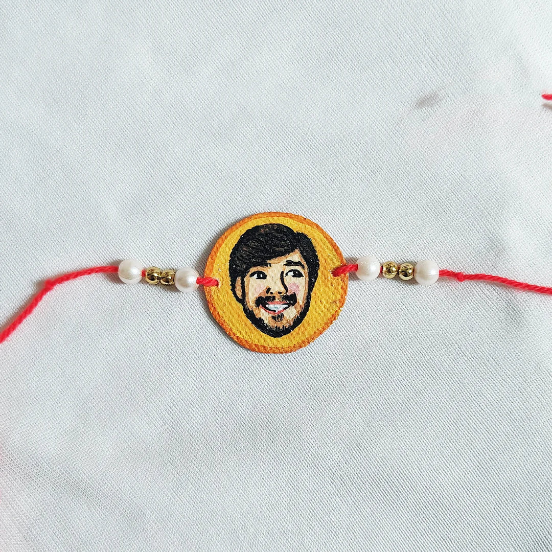 Photo Personalized Hand-Painted Round Caricature Rakhi