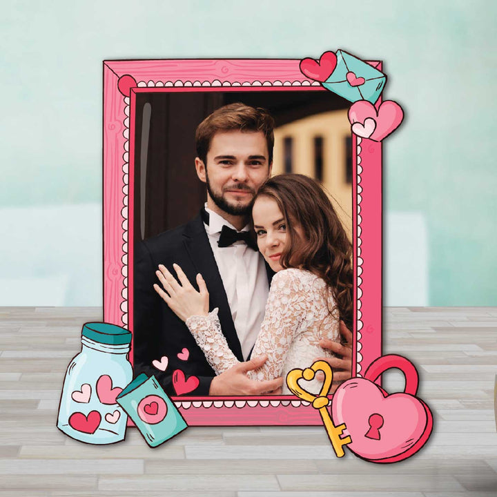 Photo Personalized Love Lock Theme Wooden Fridge Magnet For Couples