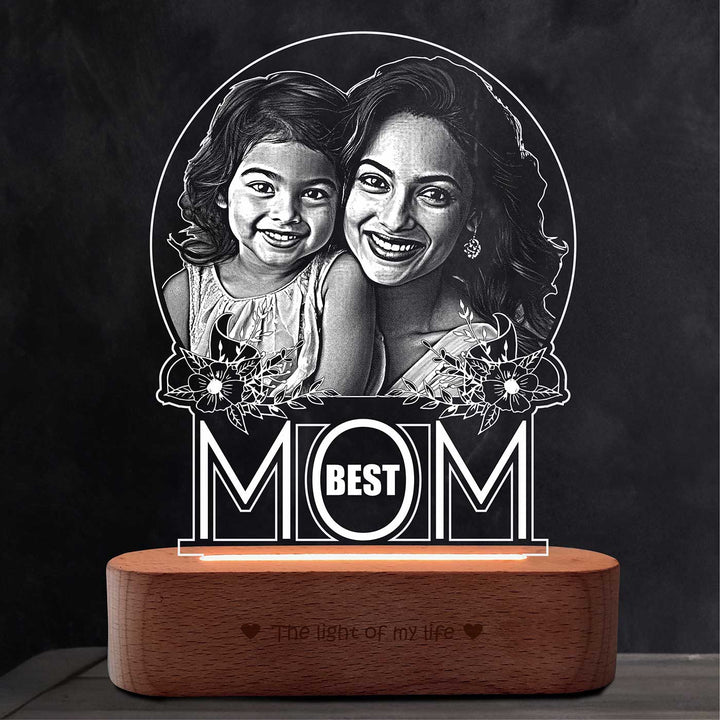 Photo Personalized "Best Mom" Engraved Acrylic Lamp For Mothers