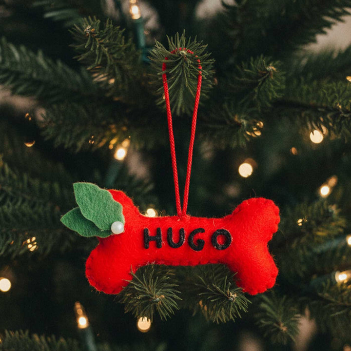 Personalized Handmade Felt Bone Christmas Ornaments