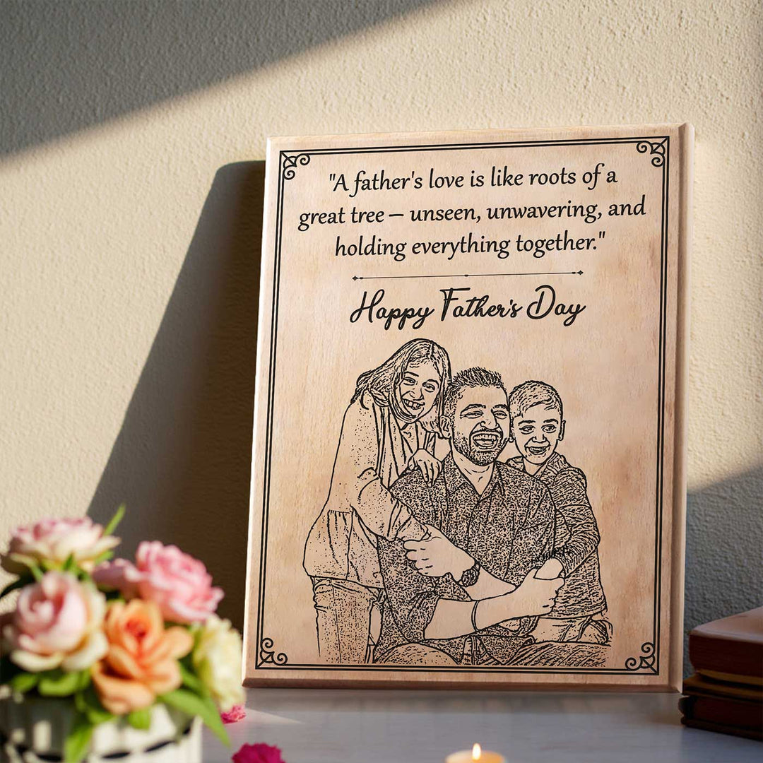 Personalized Hand Carved Engraved Father's Day Theme Wooden Decorative Plaque