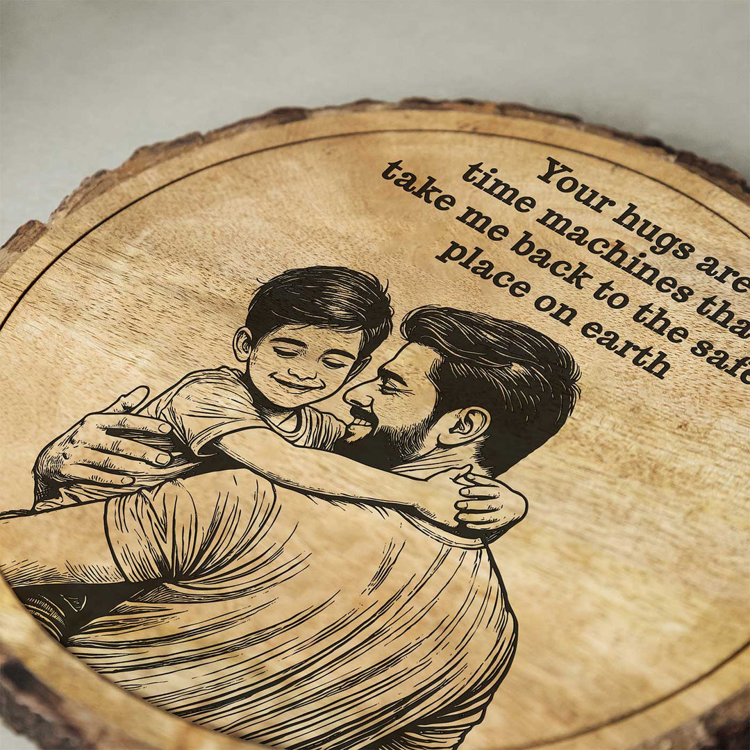Personalized Hand Carved Engraved Dad And Son Theme Wooden Decorative Plaque