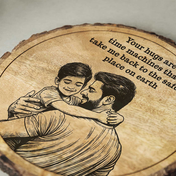 Personalized Hand Carved Engraved Dad And Son Theme Wooden Decorative Plaque