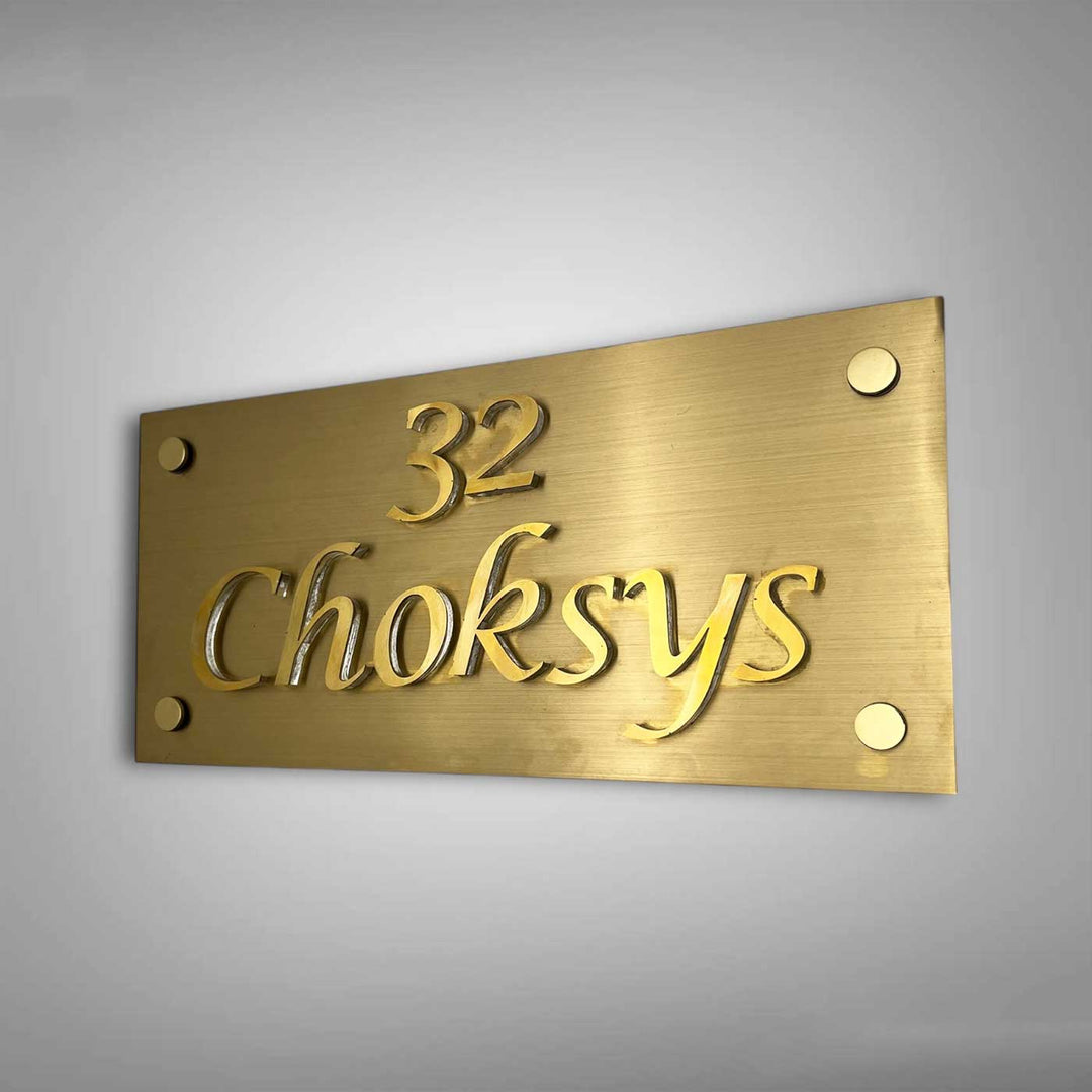 Personalized Weatherproof Rectangle Stainless Steel Name Plate With 3D Letters