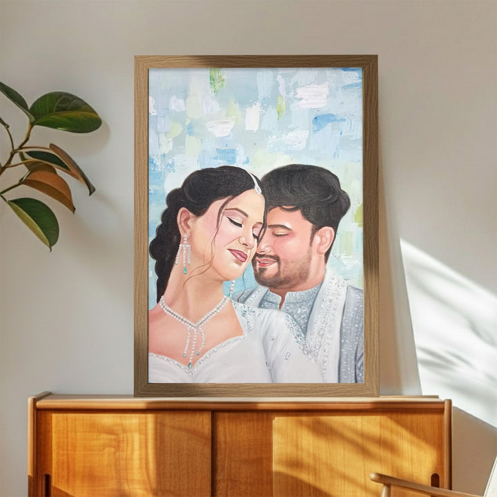 Photo Personalized Hand Painted Portrait With Premium Wooden Frame